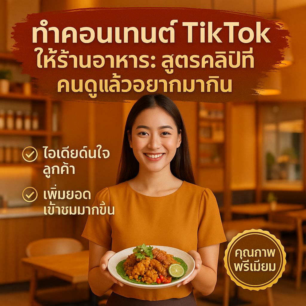 ทำคอนเทนต์ TikTok ให้ร้านอาหาร: สูตรคลิปที่คนดูแล้วอยากมากิน