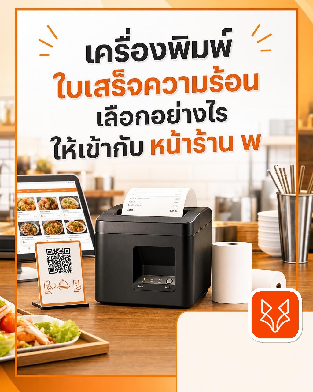 เครื่องพิมพ์ใบเสร็จความร้อน เลือกอย่างไรให้เข้ากับหน้าร้าน พัฒนาไปกับระบบสั่งอาหาร QR Code จาก FoxyOrders